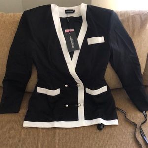 Pretty little thing, black and white shoulder pad, Blazer coat jacket